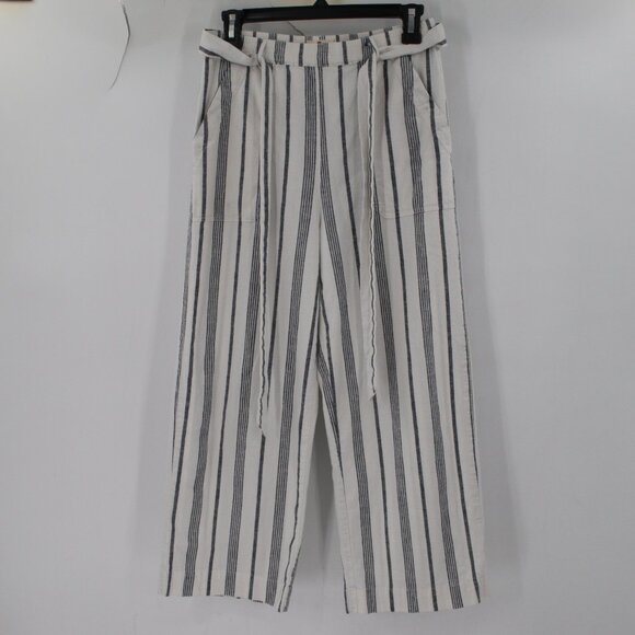 Marine Layer Pants - Marine Layer Pants Womens Small Wide Leg Tie Waist Striped Hemp Lyocell Blend